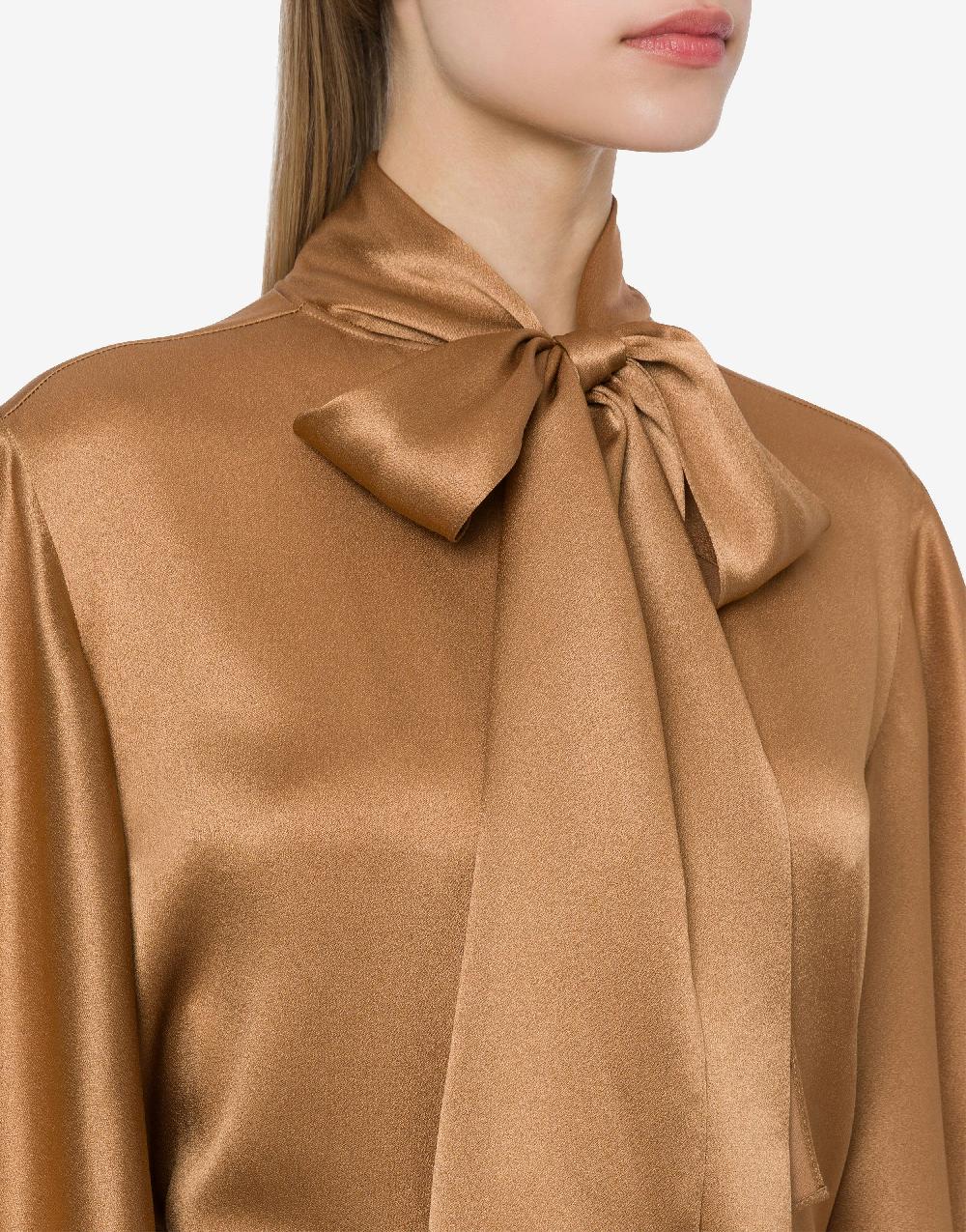 Alberta Ferretti Camicia in raso con collo lavallière Saldi Di Fabbrica