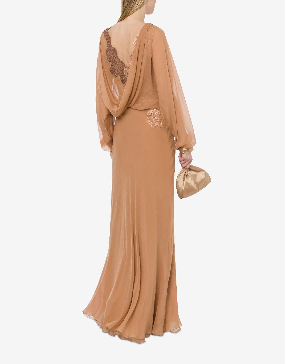 Alberta Ferretti Abito in chiffon organico con pizzo Vendite Flash