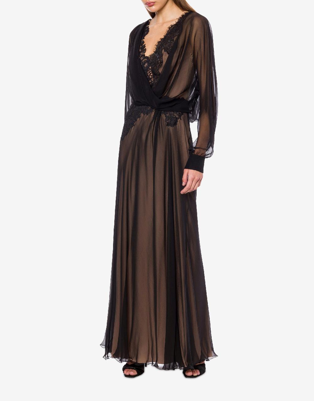 Alberta Ferretti Abito in chiffon organico con pizzo Negozio