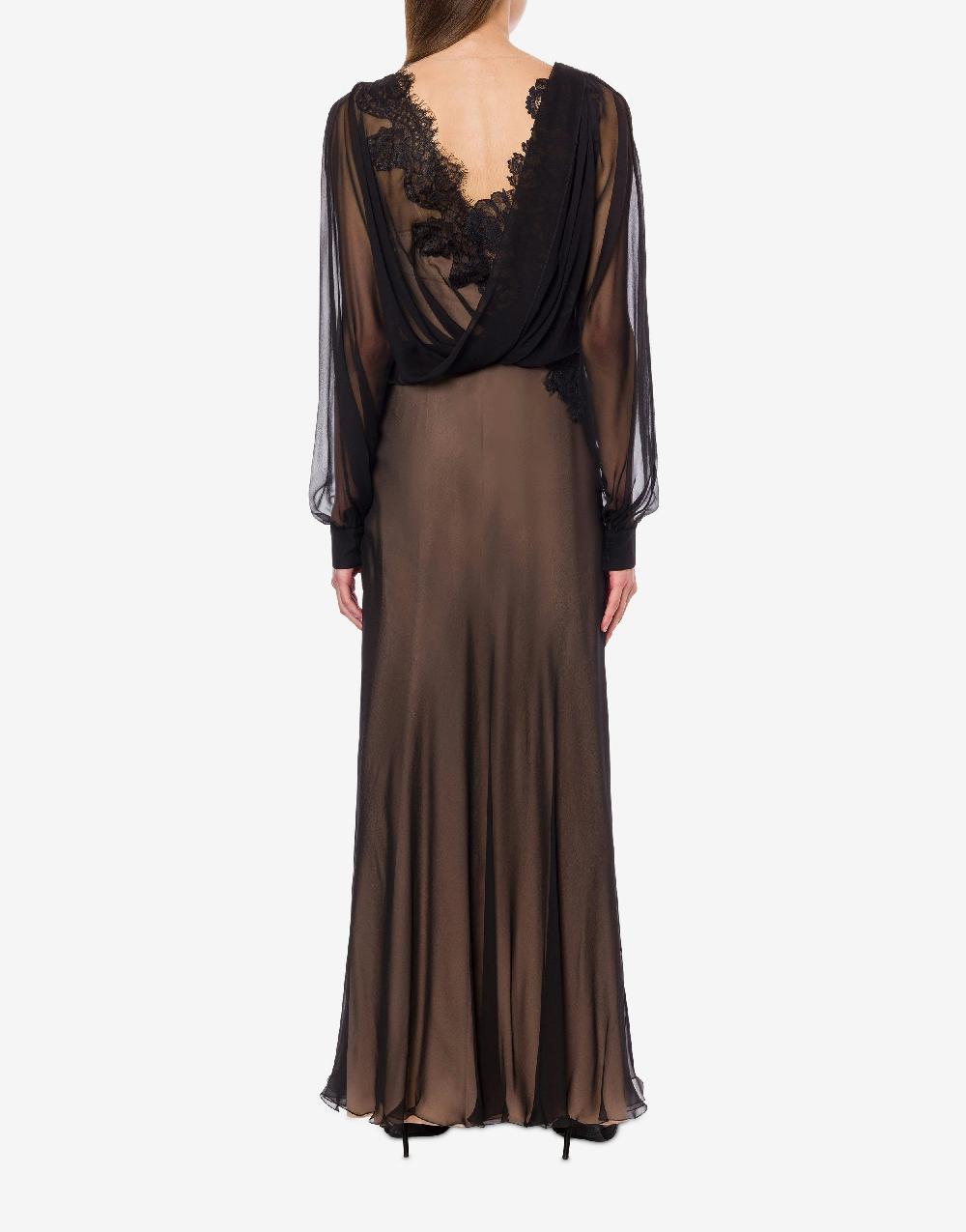 Alberta Ferretti Abito in chiffon organico con pizzo Negozio