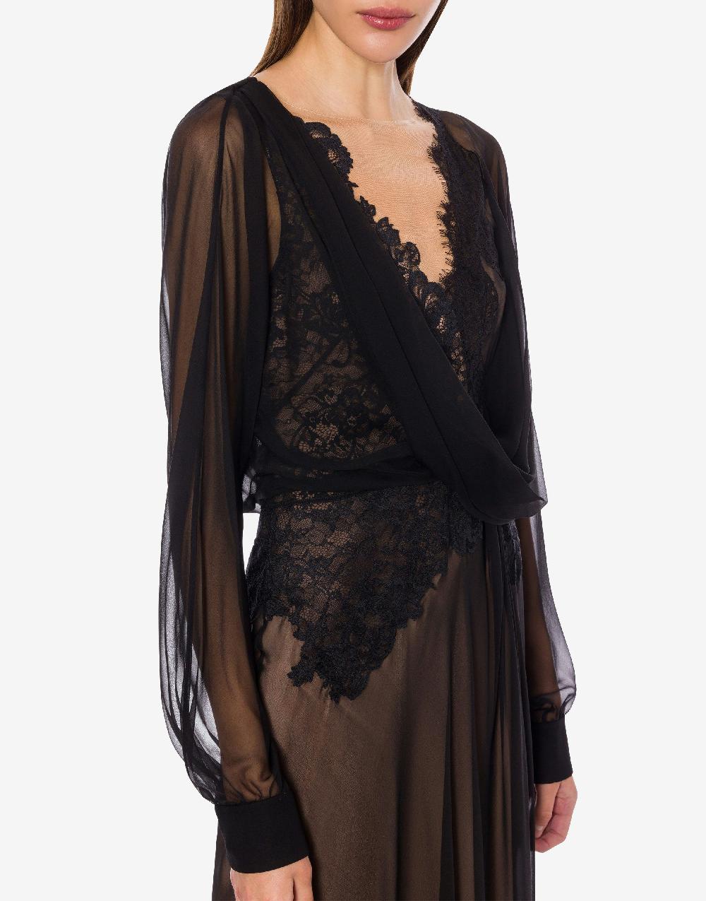 Alberta Ferretti Abito in chiffon organico con pizzo Negozio