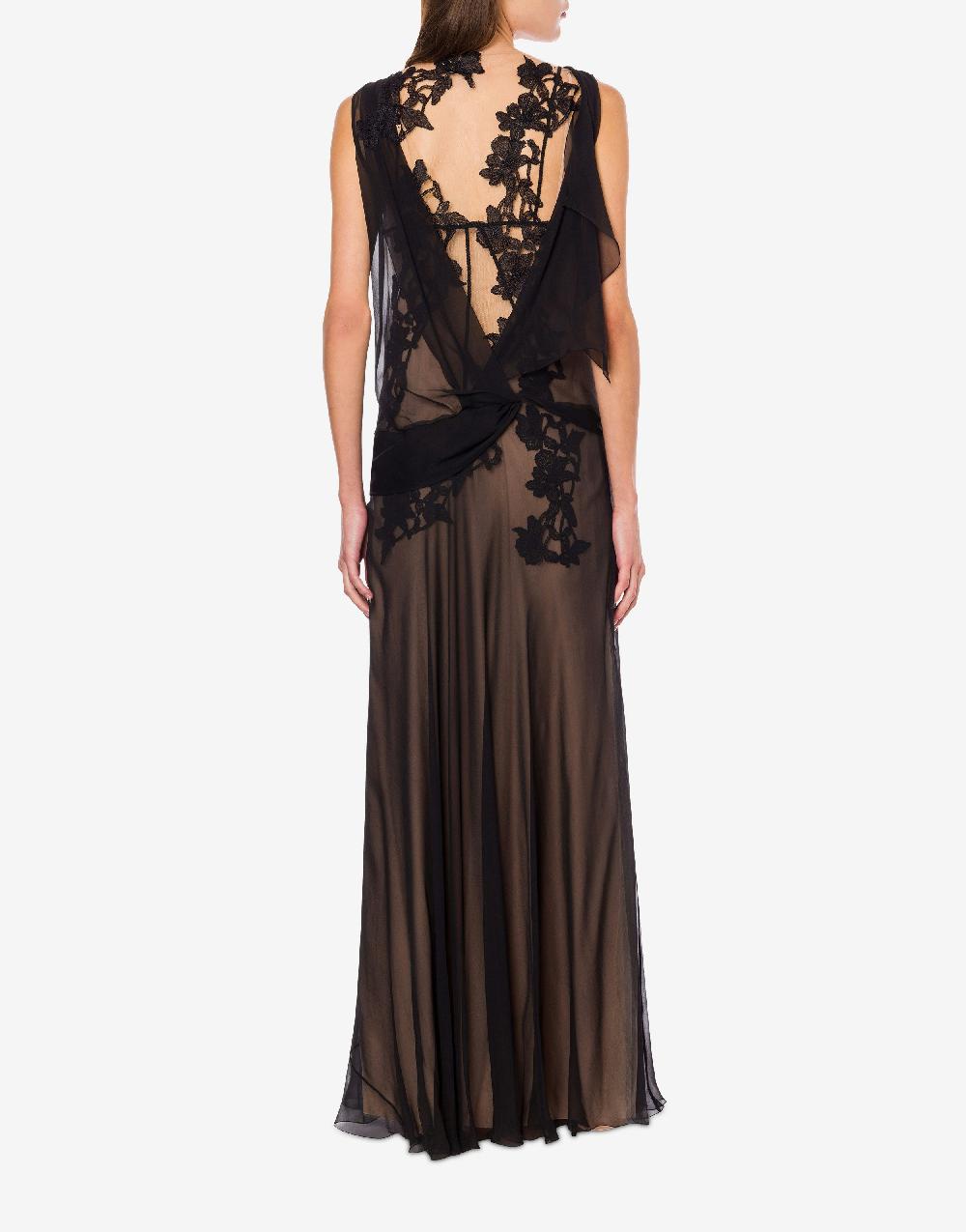Alberta Ferretti Abito in chiffon organico Macramé Ramage In Saldo