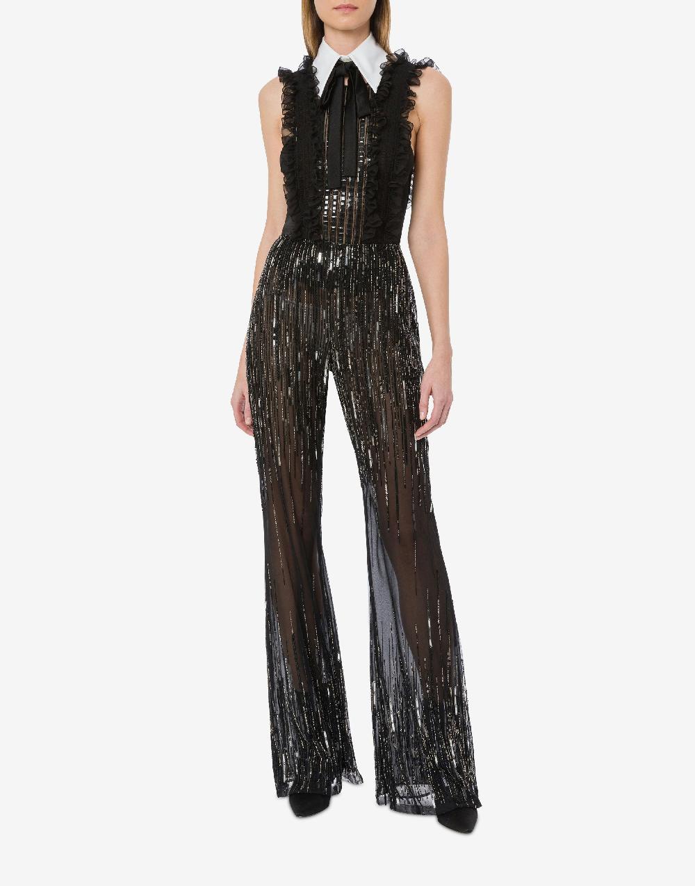 Alberta Ferretti Pantalone con flare perline e paillettes degradé 2025
