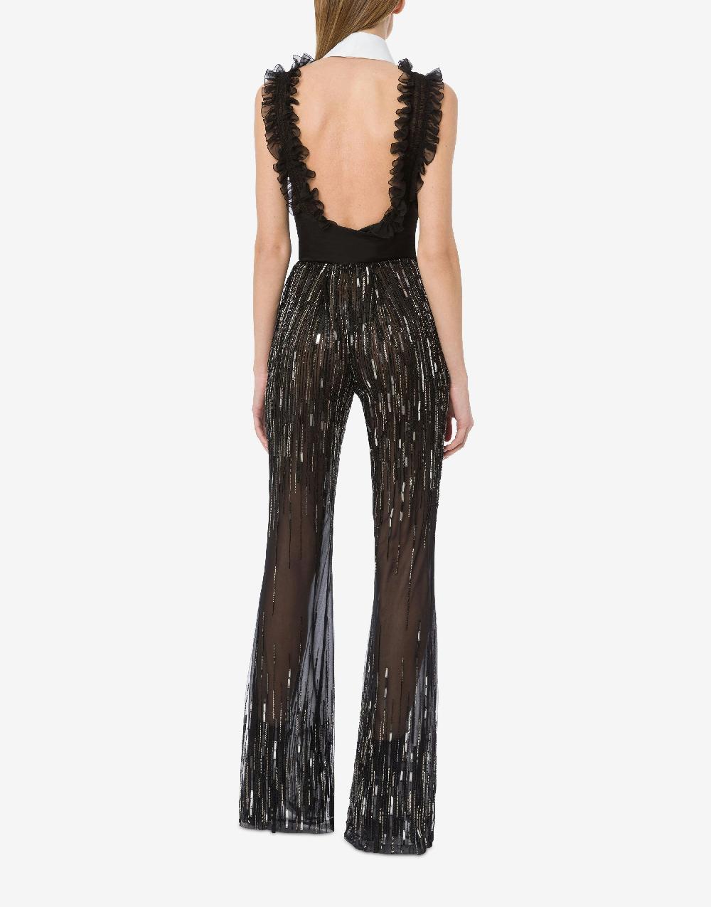 Alberta Ferretti Pantalone con flare perline e paillettes degradé 2025