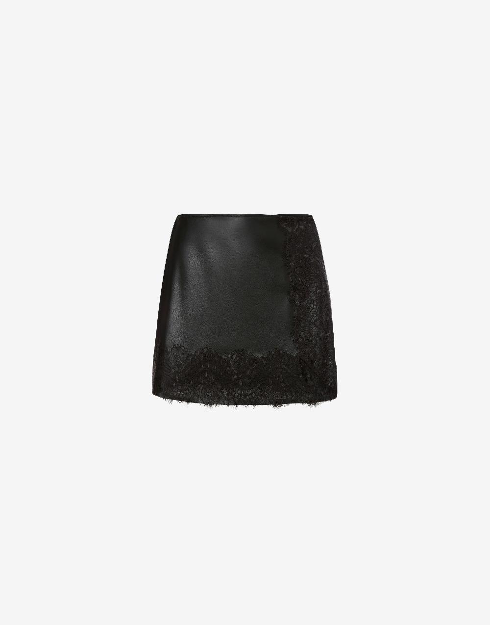 Alberta Ferretti Short in chevron e tessuto nappato con pizzo Nuovo