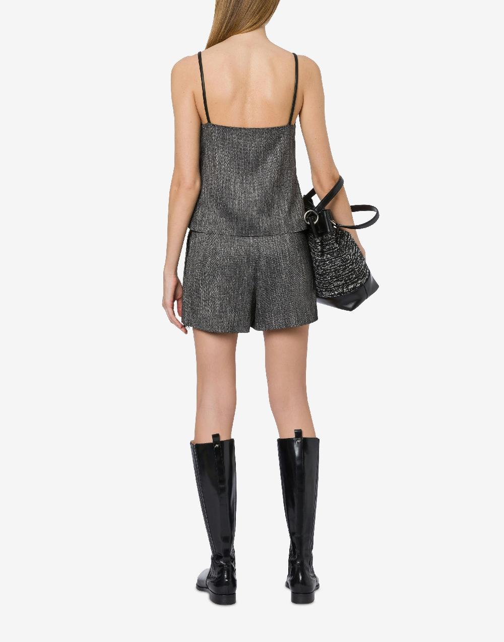 Alberta Ferretti Short in chevron e tessuto nappato con pizzo Nuovo