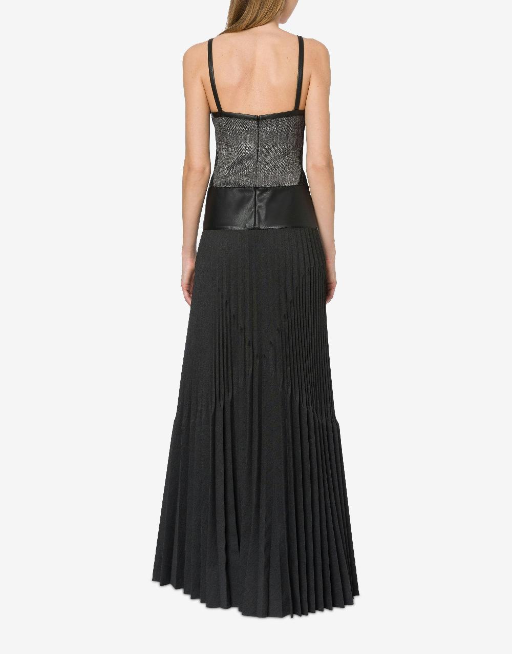 Alberta Ferretti Abito lungo con pizzo e plissé Qualità