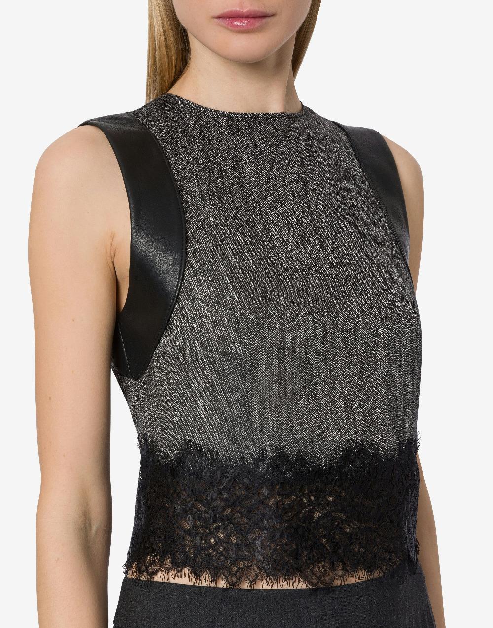 Alberta Ferretti Crop top in chevron con pizzo Esporta salva