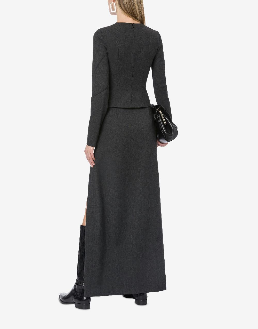 Alberta Ferretti Gonna in twill di lana stretch con spacco Soddisfazione Garantita