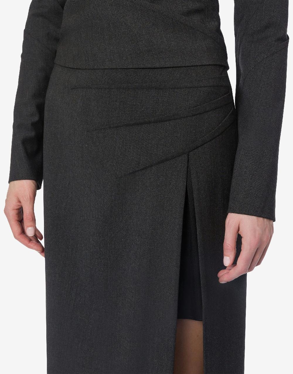 Alberta Ferretti Gonna in twill di lana stretch con spacco Soddisfazione Garantita