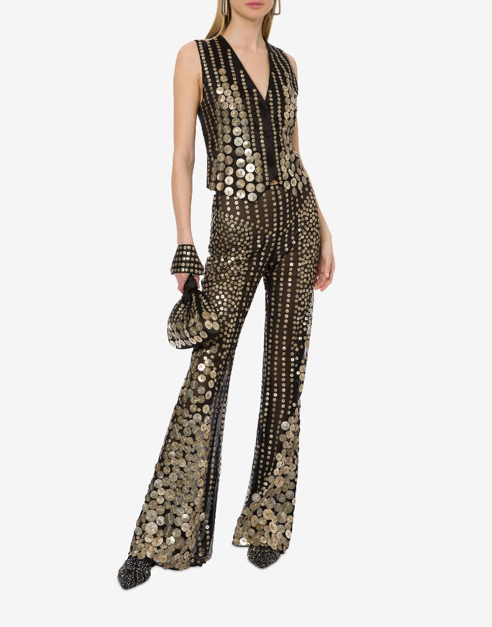 Alberta Ferretti Pantalone flare con ricamo medaglie Acquista Ora
