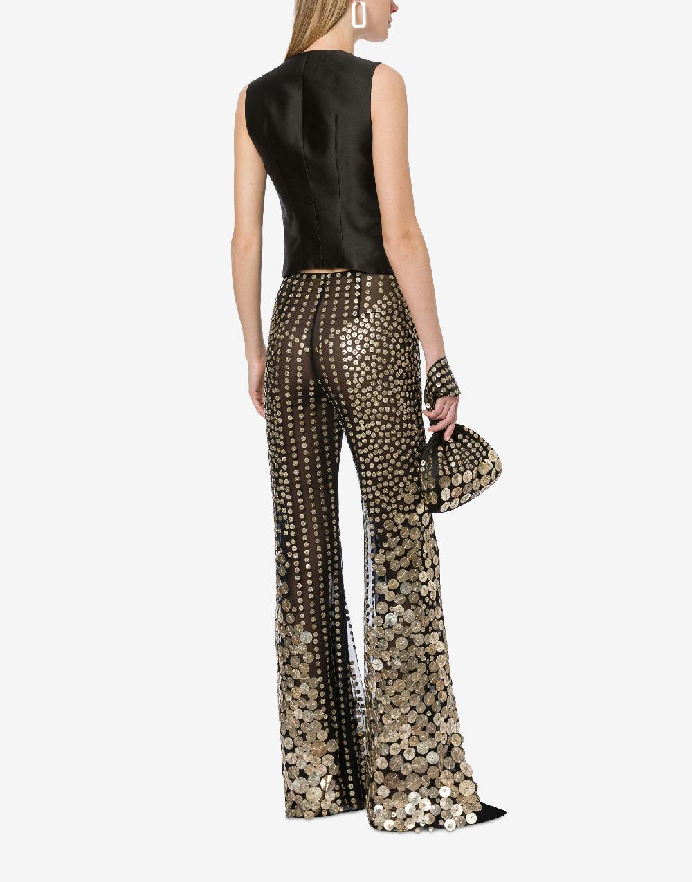 Alberta Ferretti Pantalone flare con ricamo medaglie Acquista Ora