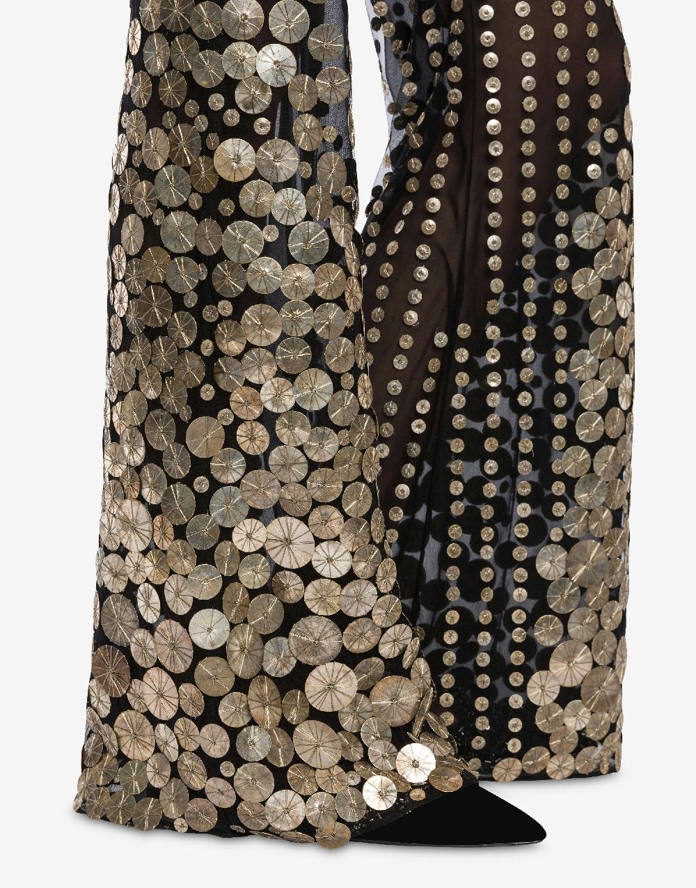Alberta Ferretti Pantalone flare con ricamo medaglie Acquista Ora