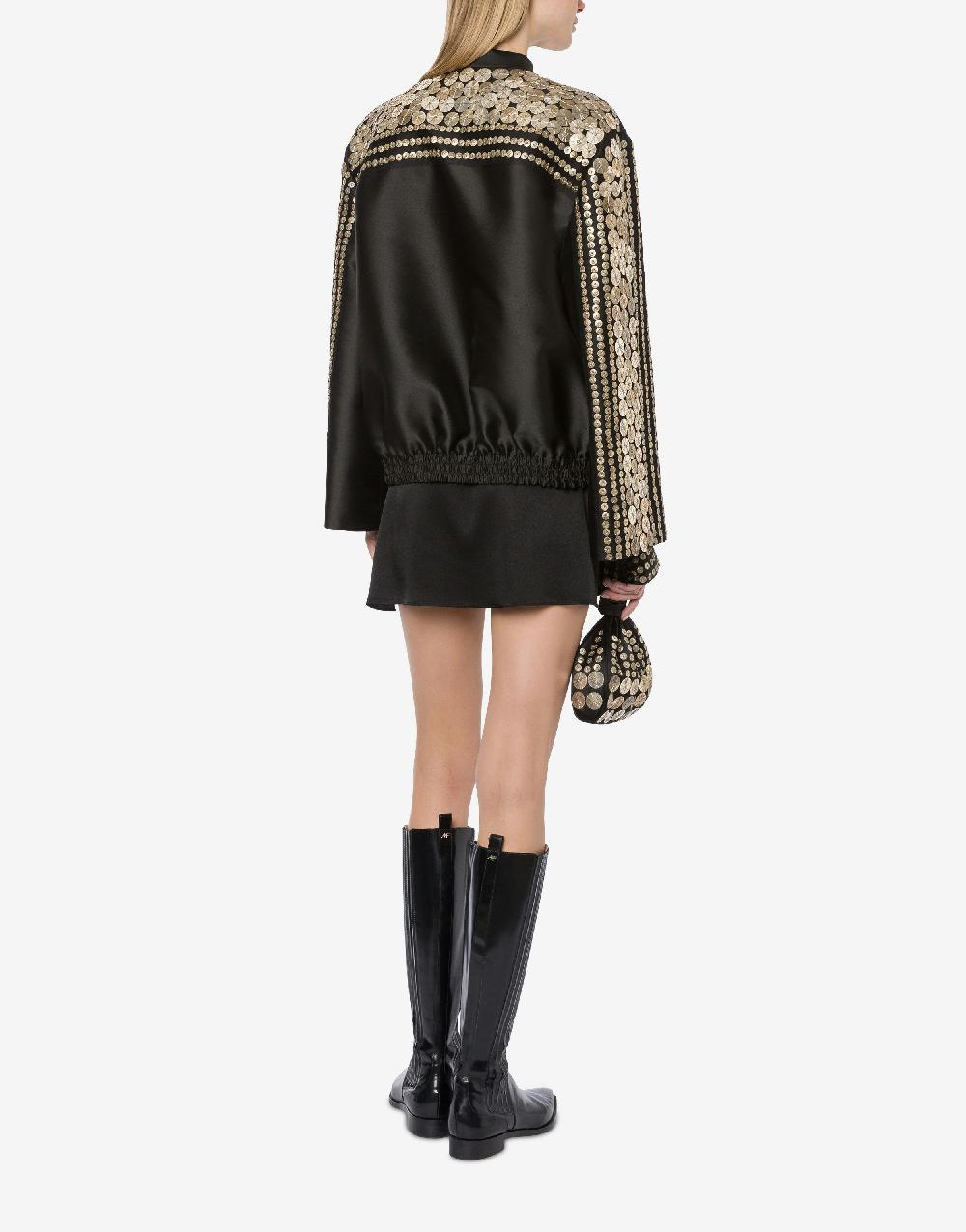 Alberta Ferretti Bomber in mikado con ricamo medaglie Promozione Limitata