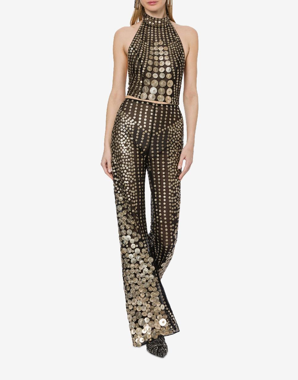 Alberta Ferretti Crop top in tulle con ricamo medaglie Fino Al -60%