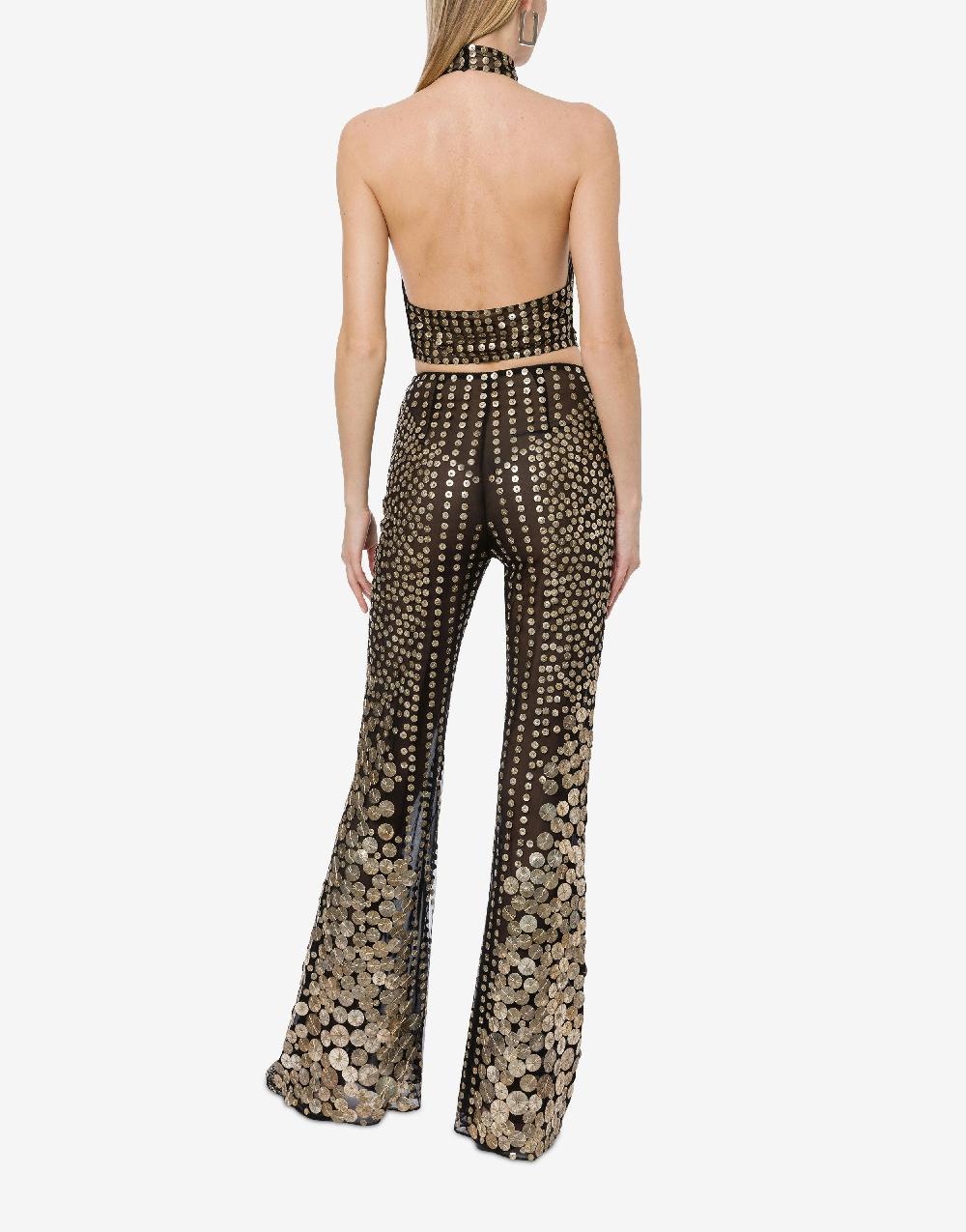 Alberta Ferretti Crop top in tulle con ricamo medaglie Fino Al -60%