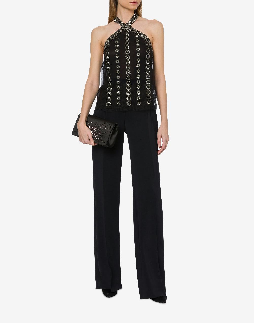 Alberta Ferretti Top in tulle con ricamo geometrico Affare Del Giorno
