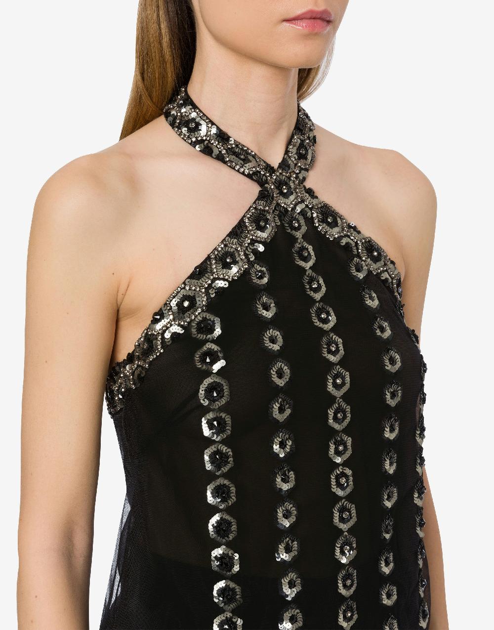 Alberta Ferretti Top in tulle con ricamo geometrico Affare Del Giorno