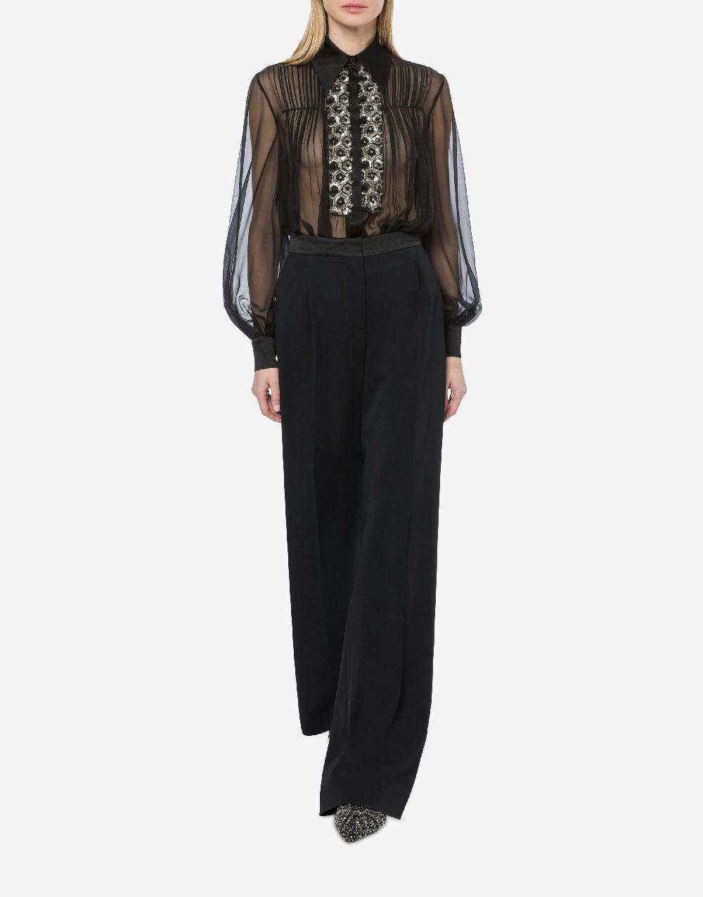 Alberta Ferretti Camicia in chiffon organico con paillettes e perline Soddisfazione Garantita