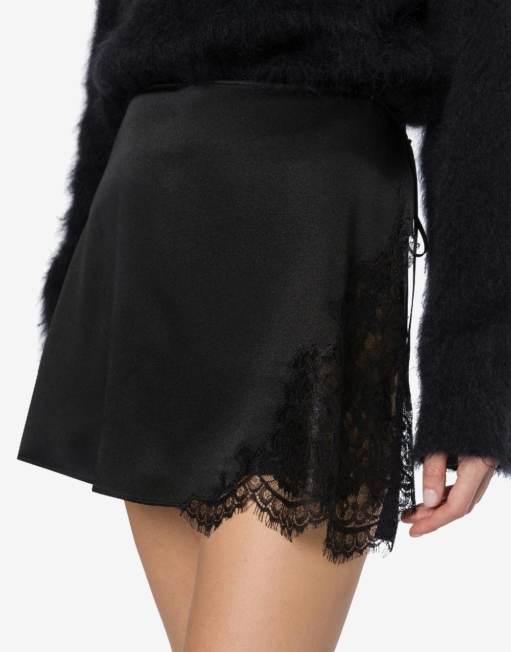 Alberta Ferretti Minigonna in raso con pizzo Promozione Limitata