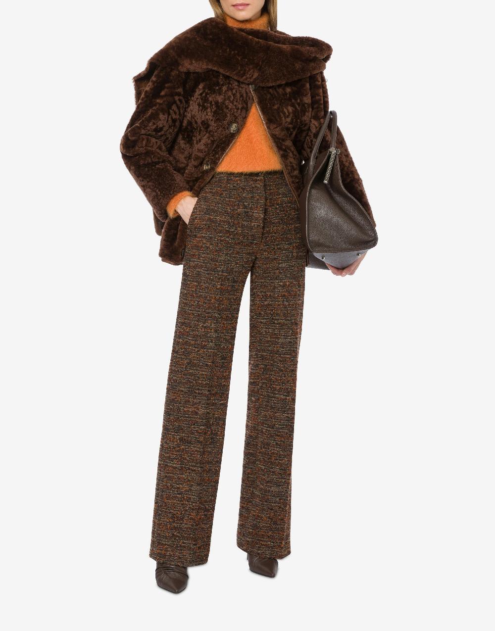 Alberta Ferretti Montone reversibile in shearling lucido con sciarpa Offerte