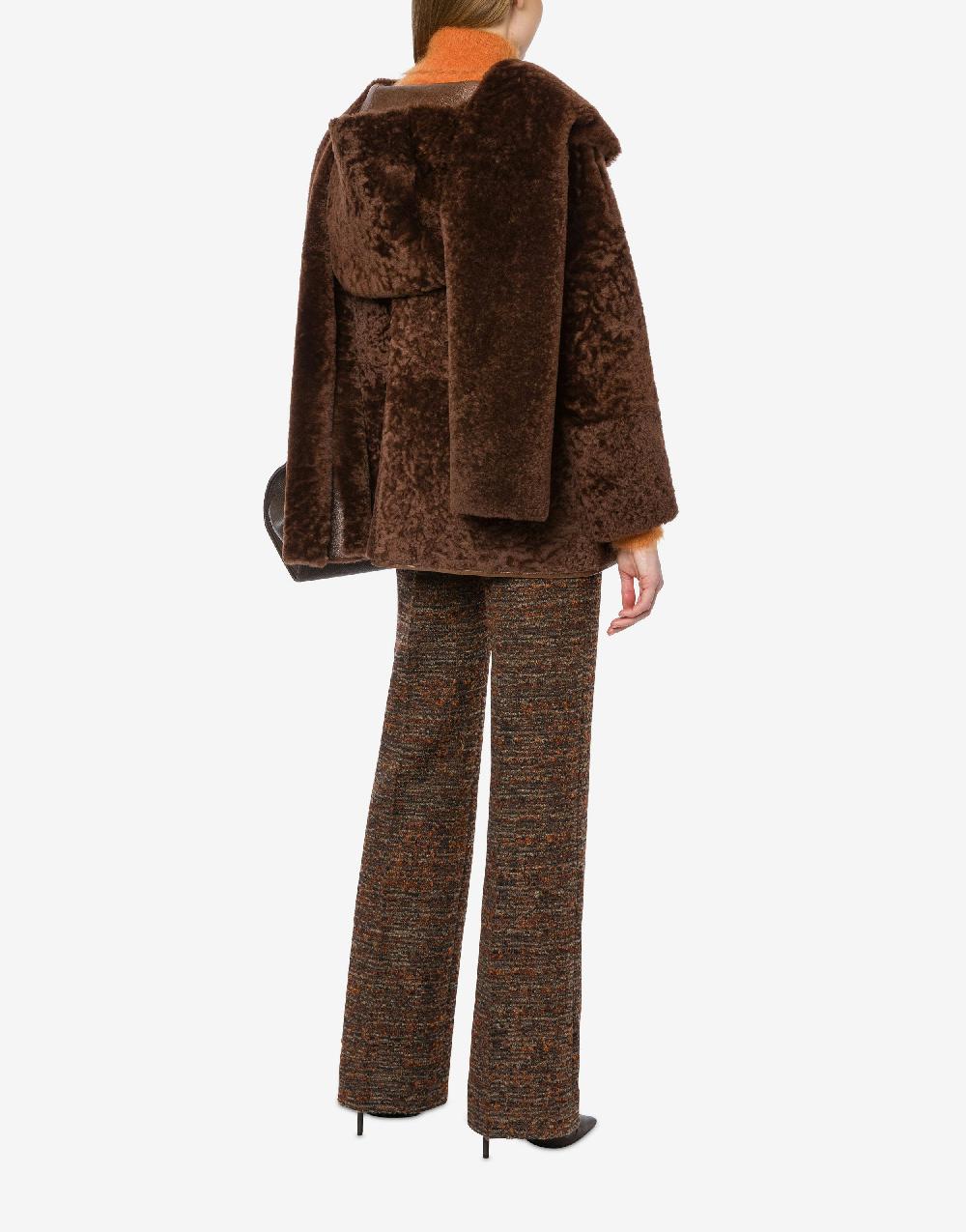 Alberta Ferretti Montone reversibile in shearling lucido con sciarpa Offerte