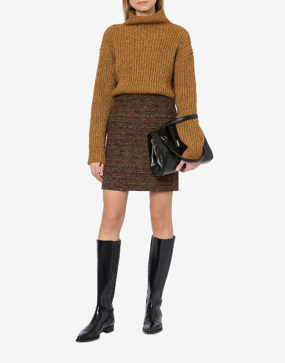 Alberta Ferretti Minigonna in tweed bottonato Vendita Calda