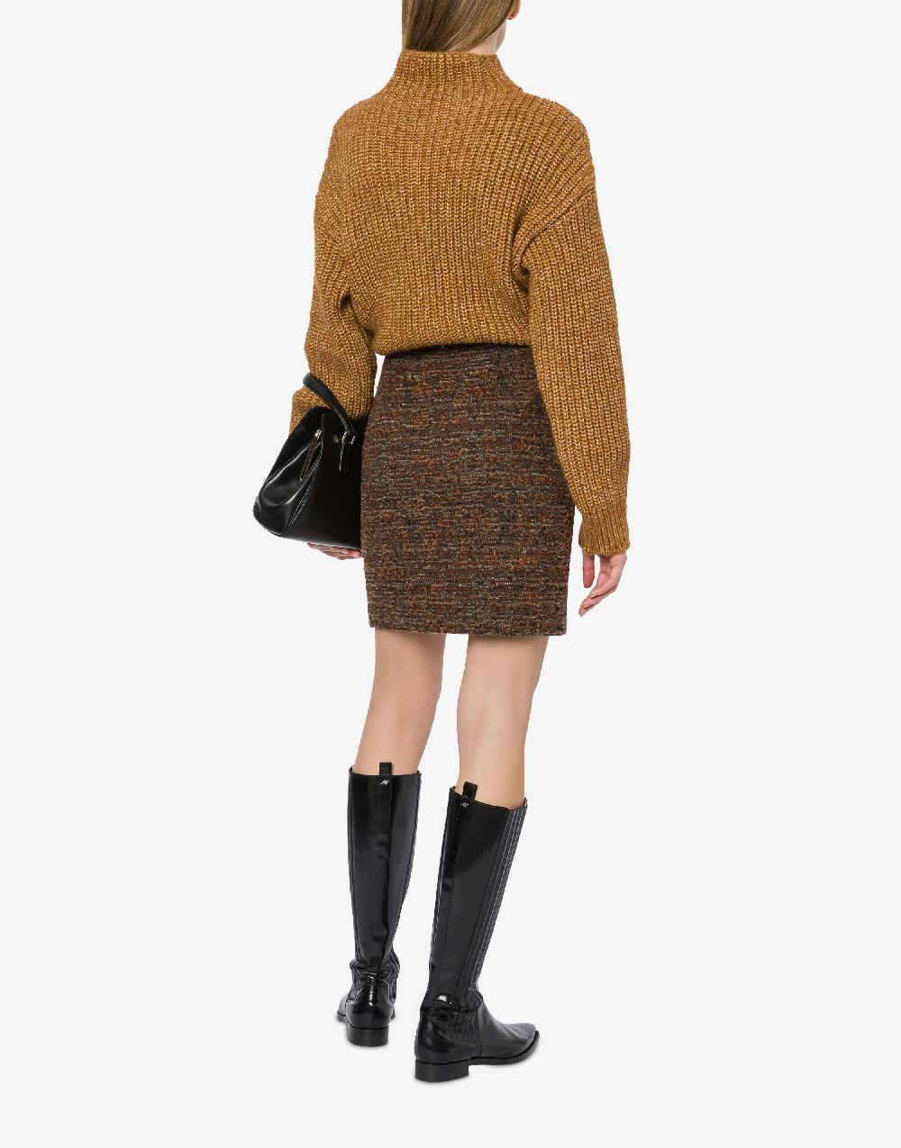 Alberta Ferretti Minigonna in tweed bottonato Vendita Calda
