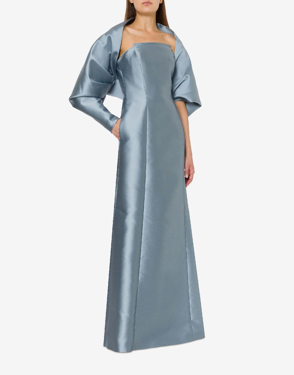 Alberta Ferretti Abito lungo in mikado con coprispalle Promozione