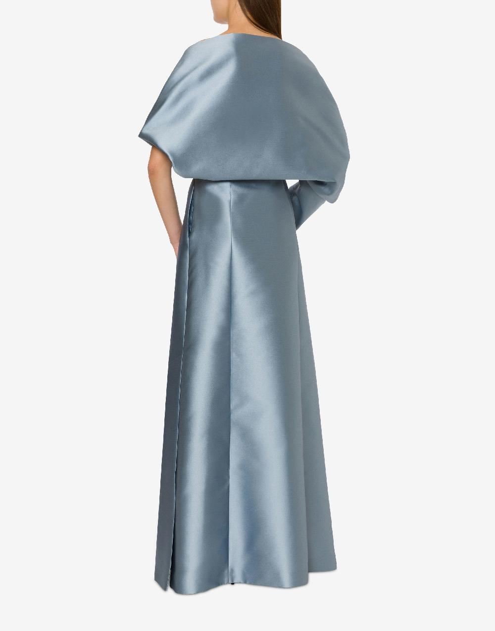 Alberta Ferretti Abito lungo in mikado con coprispalle Promozione