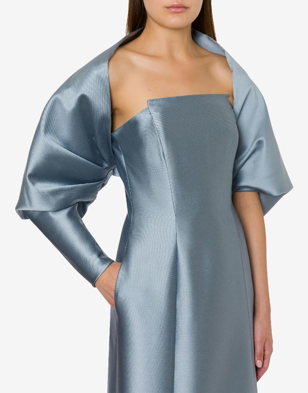 Alberta Ferretti Abito lungo in mikado con coprispalle Promozione