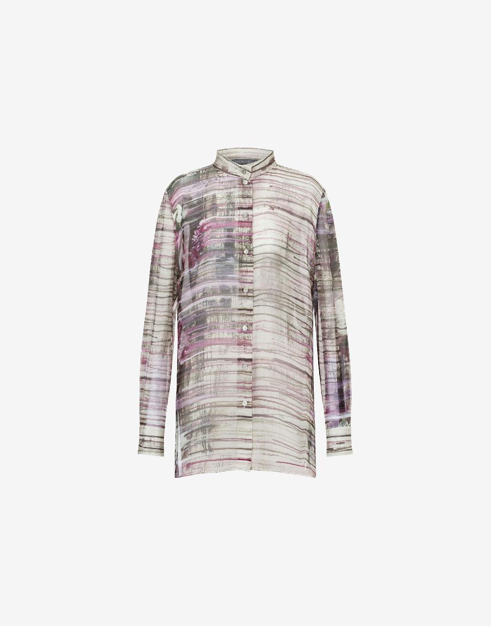 Alberta Ferretti Camicia in chiffon con stampa Dripping Roses Spedizione Gratuita