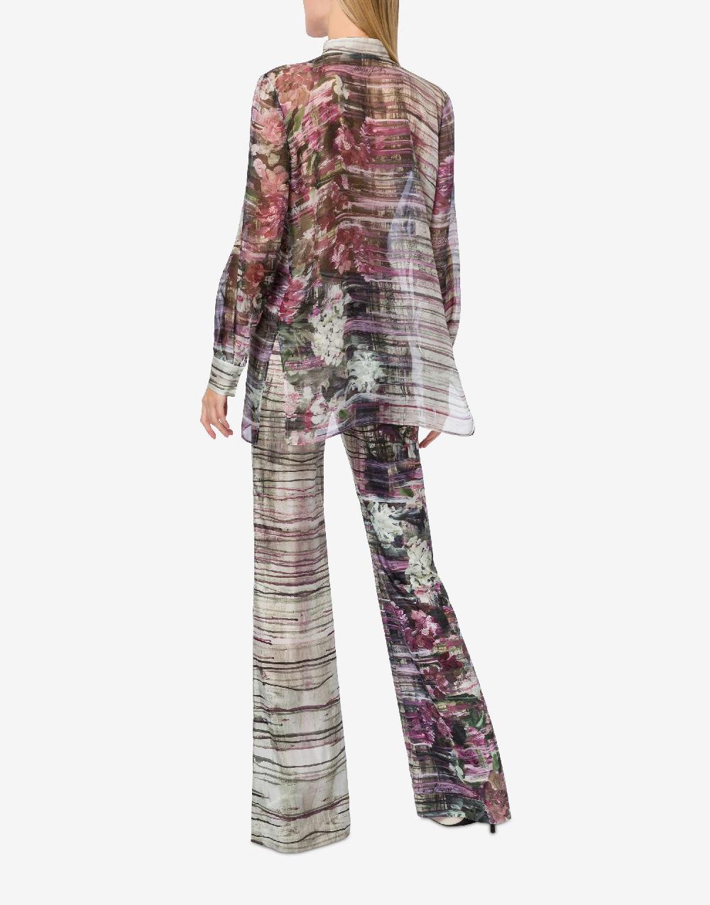 Alberta Ferretti Camicia in chiffon con stampa Dripping Roses Spedizione Gratuita