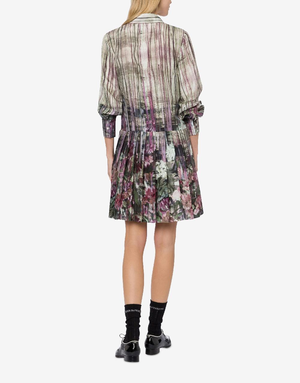 Alberta Ferretti Abito in habotai con stampa Dripping Roses Soddisfazione Garantita