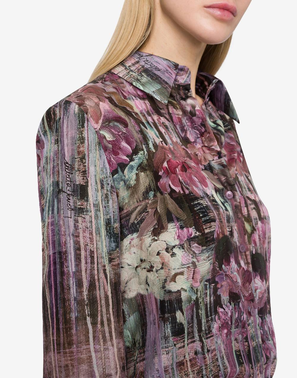 Alberta Ferretti Camicia in habotai con stampa Dripping Roses Qualità Garantita