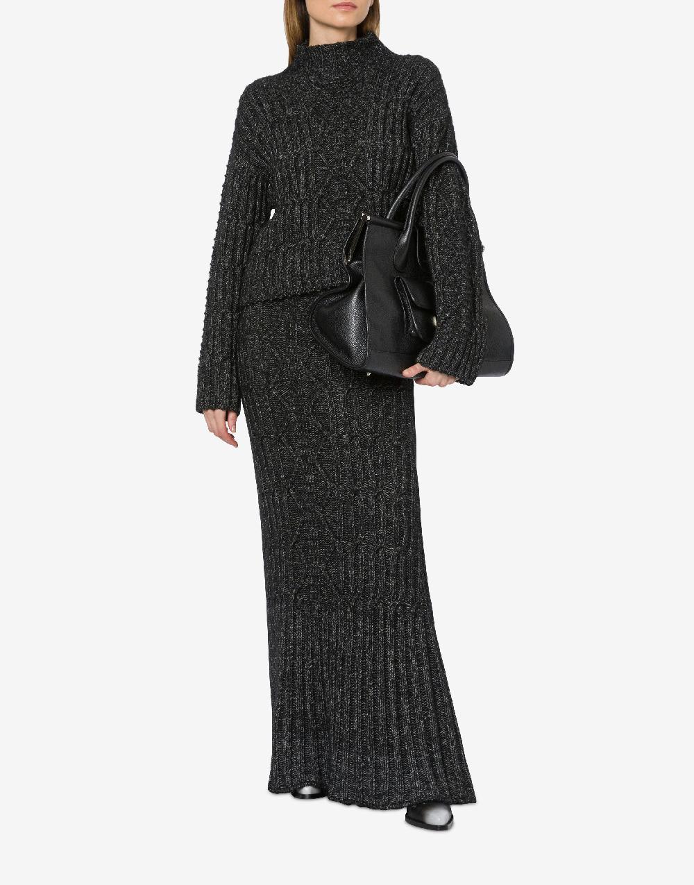 Alberta Ferretti Gonna lunga in fettuccia di lana cotone Negozi Online
