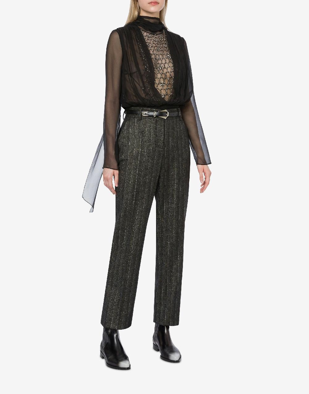 Alberta Ferretti Pantalone in gessato lurex Sconto di tempo limitato