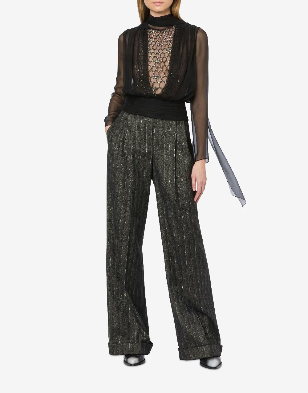 Alberta Ferretti Pantalone in gessato lurex Consegna Veloce