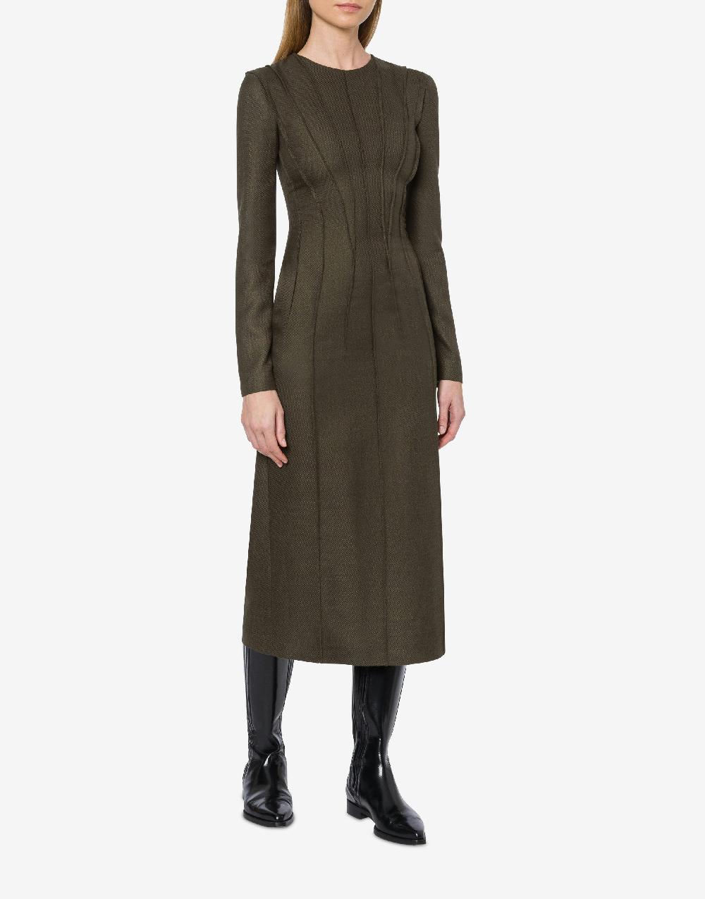 Alberta Ferretti Abito longuette in twill fiammato Offerta speciale