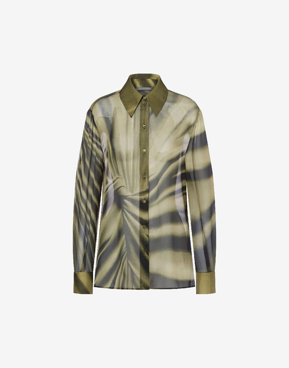 Alberta Ferretti Camicia in chiffon con stampa Drappeggio Affare Del Giorno