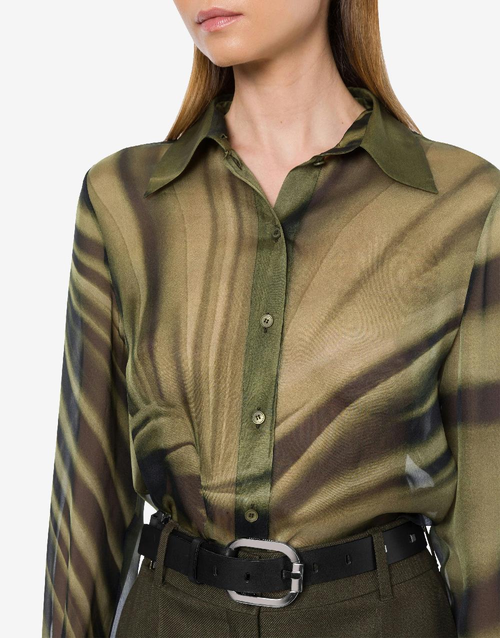 Alberta Ferretti Camicia in chiffon con stampa Drappeggio Affare Del Giorno