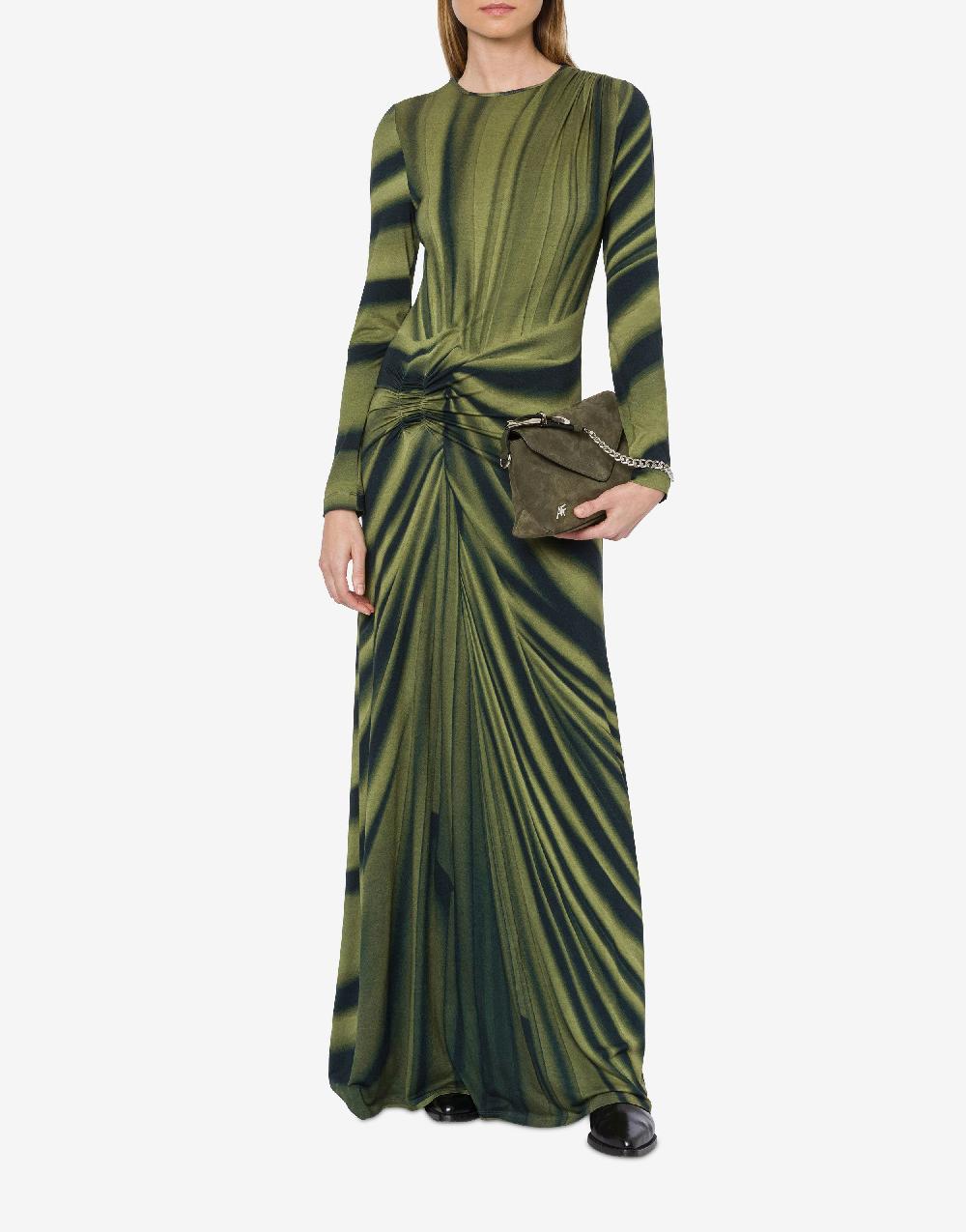 Alberta Ferretti Abito lungo in jersey con stampa drappeggio Offerta esclusiva
