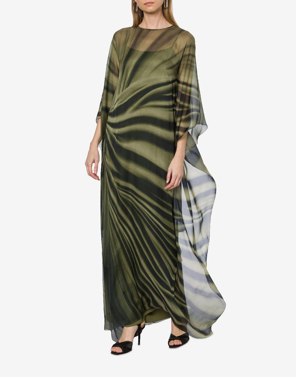 Alberta Ferretti Abito lungo in chiffon con stampa drappeggio Offerta
