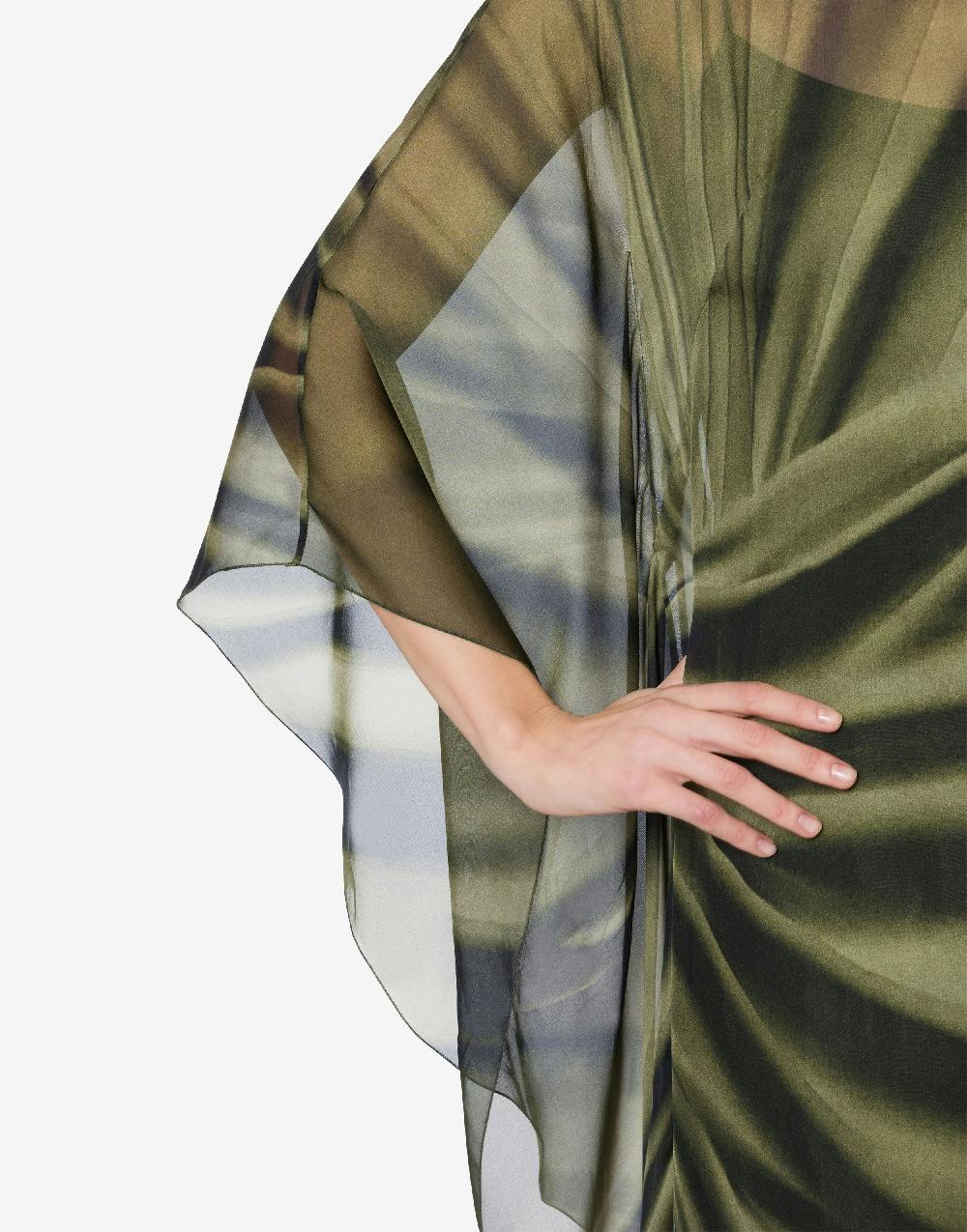 Alberta Ferretti Abito lungo in chiffon con stampa drappeggio Offerta