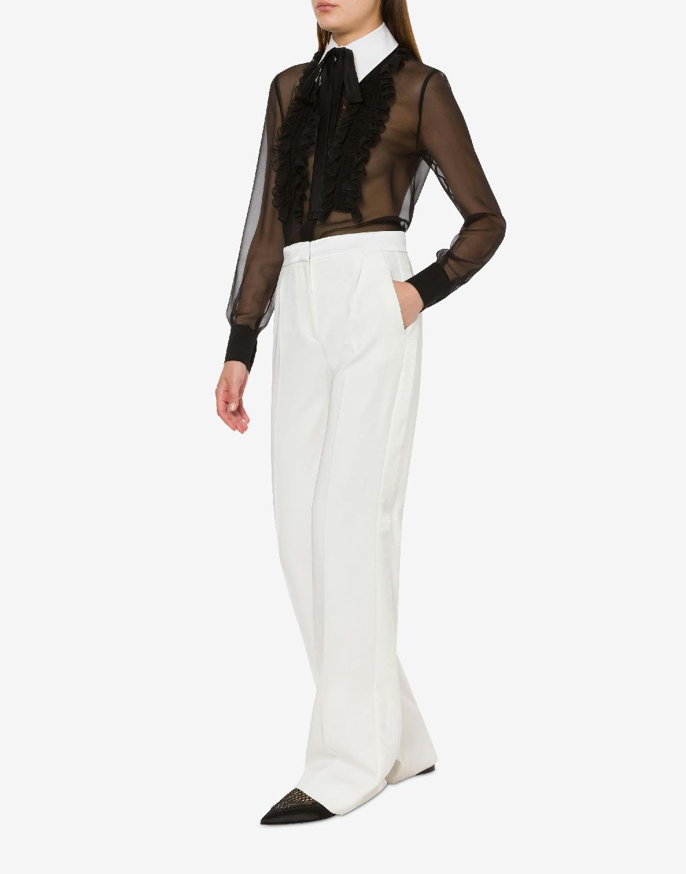 Alberta Ferretti Pantalone in cady stretch con dettagli in raso Vendita Economica