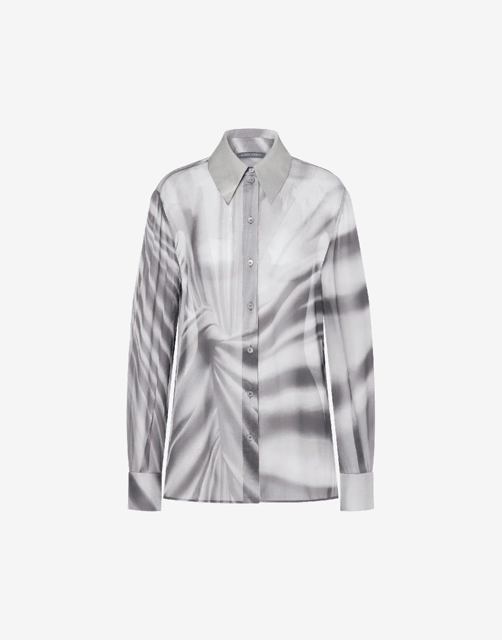 Alberta Ferretti Camicia in chiffon con stampa Drappeggio Saldi Di Fabbrica