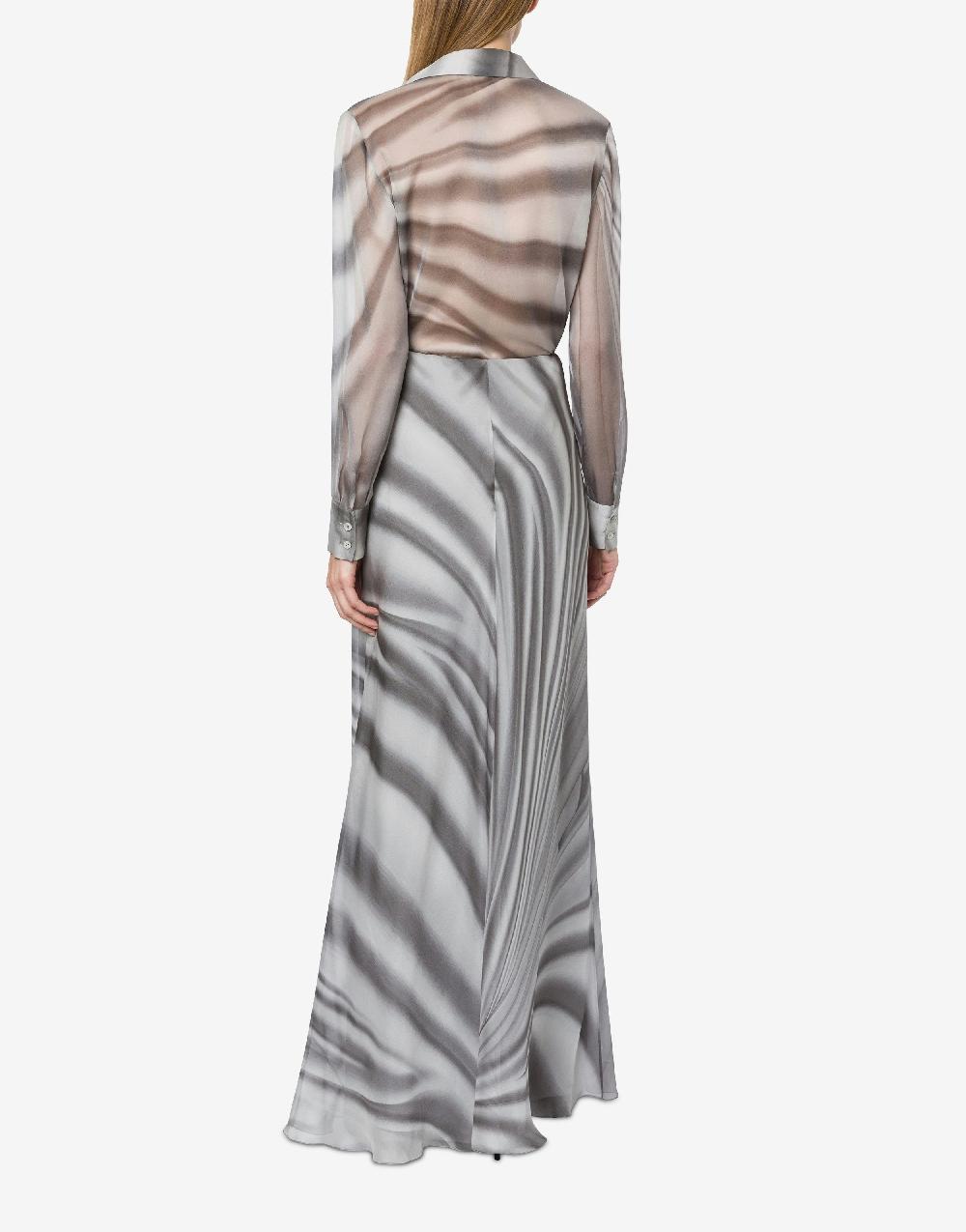 Alberta Ferretti Camicia in chiffon con stampa Drappeggio Saldi Di Fabbrica