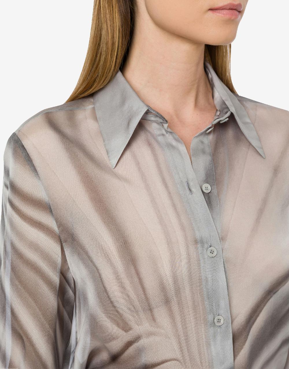 Alberta Ferretti Camicia in chiffon con stampa Drappeggio Saldi Di Fabbrica
