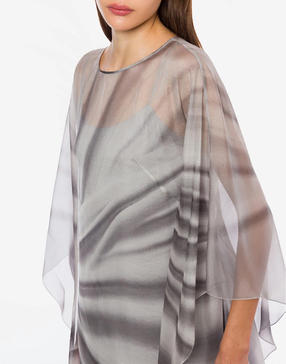 Alberta Ferretti Abito lungo in chiffon con stampa drappeggio Vendite Flash
