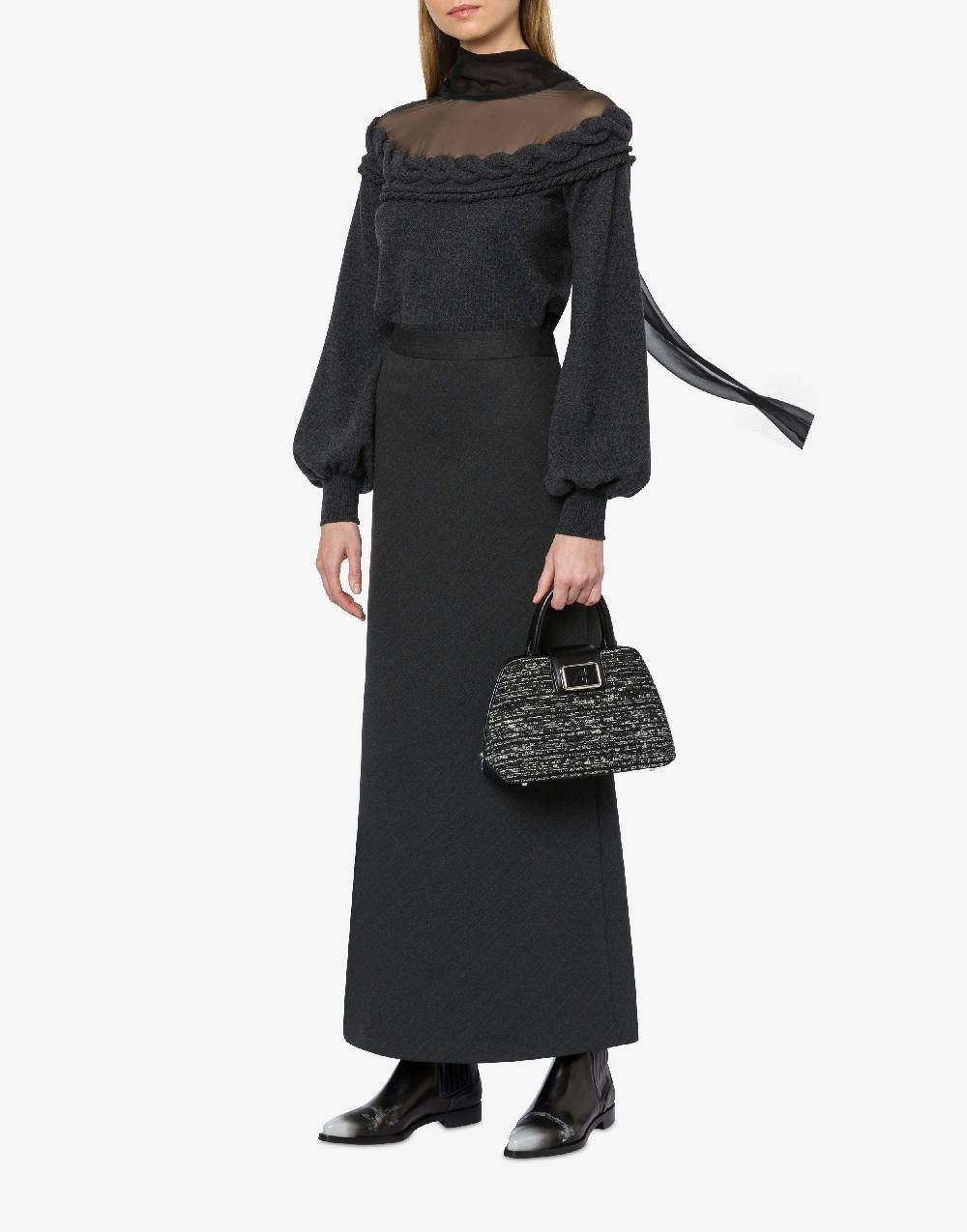 Alberta Ferretti Gonna lunga in twill di lana stretch In Saldo